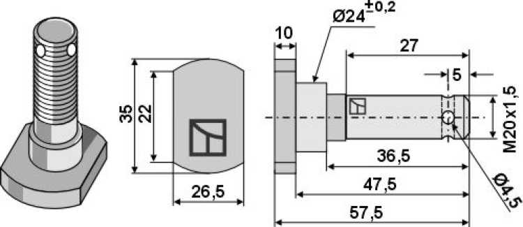 Messerschraube M 20 x 1,5